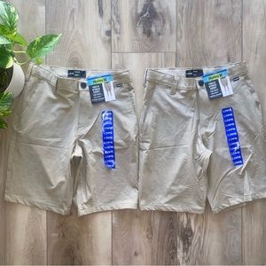 Hurley Youth Hybrid Khaki Shorts 2 Pairs Youth Boys Large 14/16 Adjustable Waist